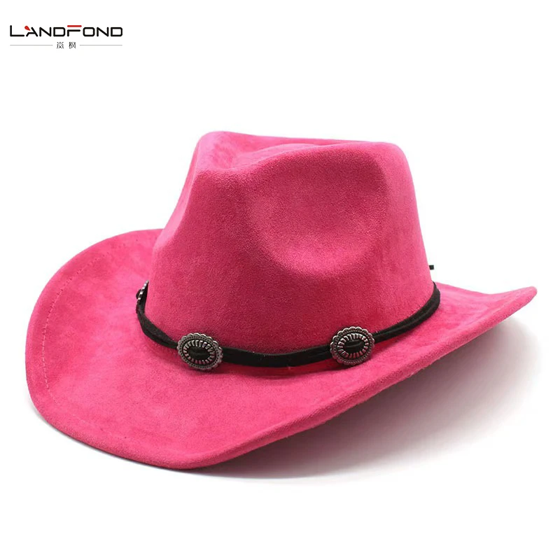 Landfond accessory Large brim suede hat Spring Summer felt hat woven accessories popular fedora hat