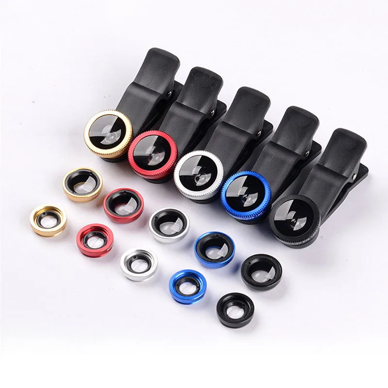 
Mobile Phone Camera Lens 0.45x 0.67xwide Angle Macro Fisheye 3-in-1 Set External Lens For Mobile Phone 