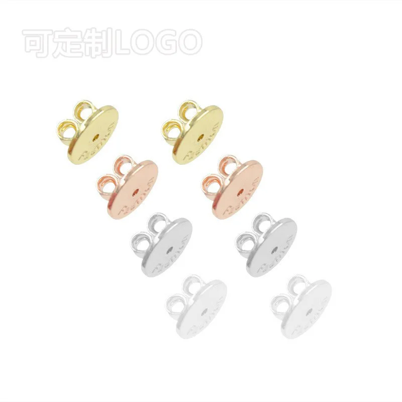 Wholesale 18k Gold Plated Ear Plug Bow Buckle Earrings Back Plug Stud Back Buckle Cap Thickened Ear Forced Accessories
