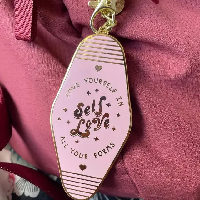 Mental Health Positive Reminder Encouragement Keychain Motel Hotel Self Love Enamel Key Ring