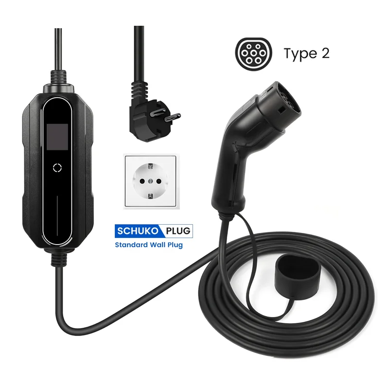 High Safety IP65 Type 2 portable ev charger for below parking and travelling