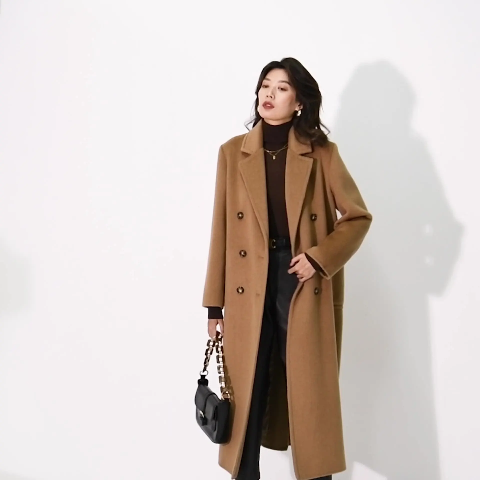 2023 Professional Manufacture ODM&OEM Custom Mongolia  Autumn Winter Cashmere Wool Coat Women