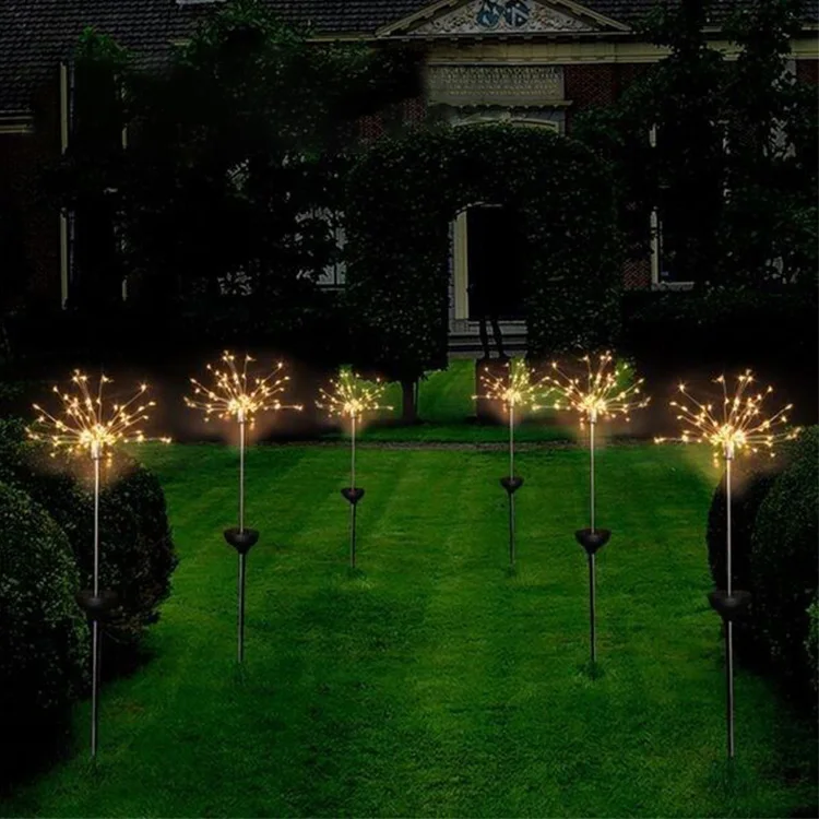 Outdoor Garden Decorations Lighting Copper Wire Micro 120 led Christmas Festival Solar Firework Light