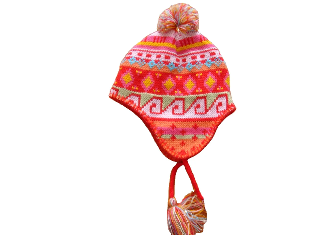 pompoms acrylic eco-friend baby funky knitted hat