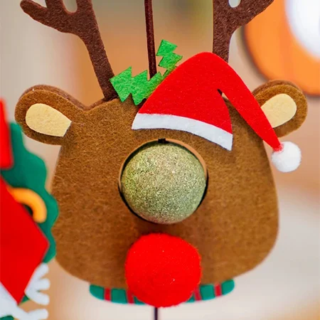 Wholesale custom pet supplies Christmas collection Cat hanging Funny Cat stick Christmas elk wreath style