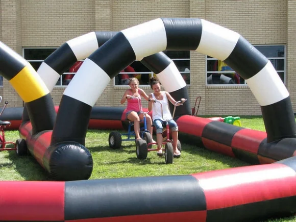 New Design Outdoor Interactive Games Inflatable Mobile Go Karts Big Track Inflatable Race Track for sale