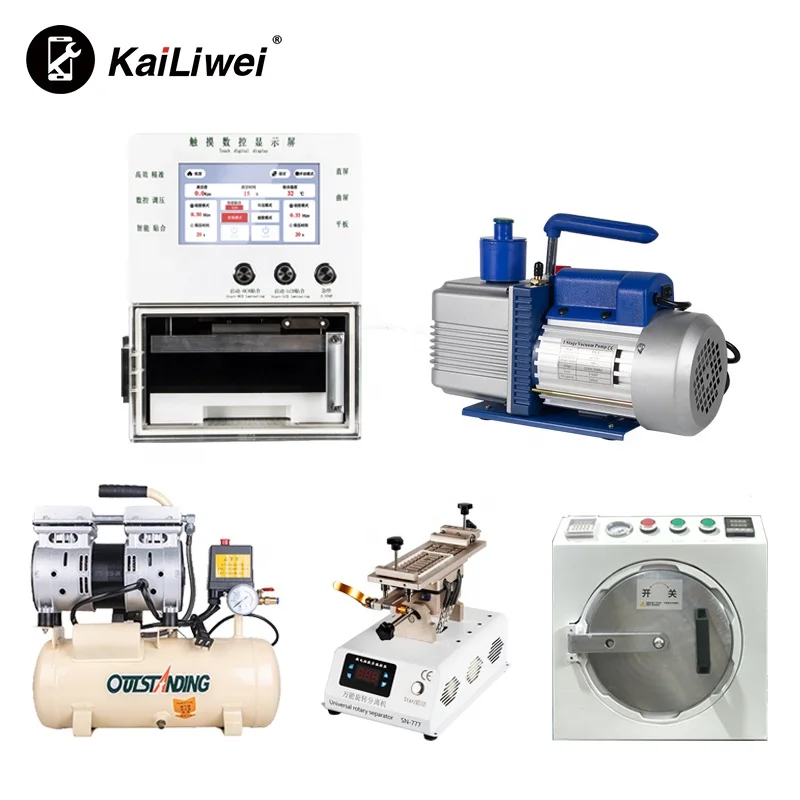 Kailiwei OCA  Laminating Machine LCD Separator Oil-free Air Compressor  Bubble Remove Defoam Machine Non-oil Pump set
