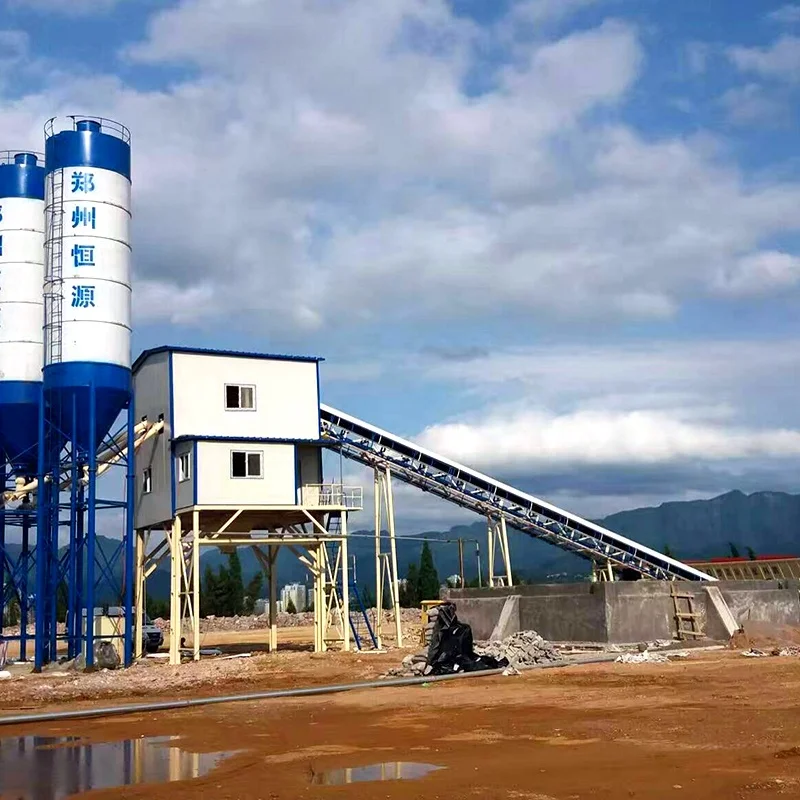 Full Automatic 50M3 60M3 120M3 Mobile concrete batching plant Stationary concrete Mixer Batch Machine With 4 bend bucket hopper