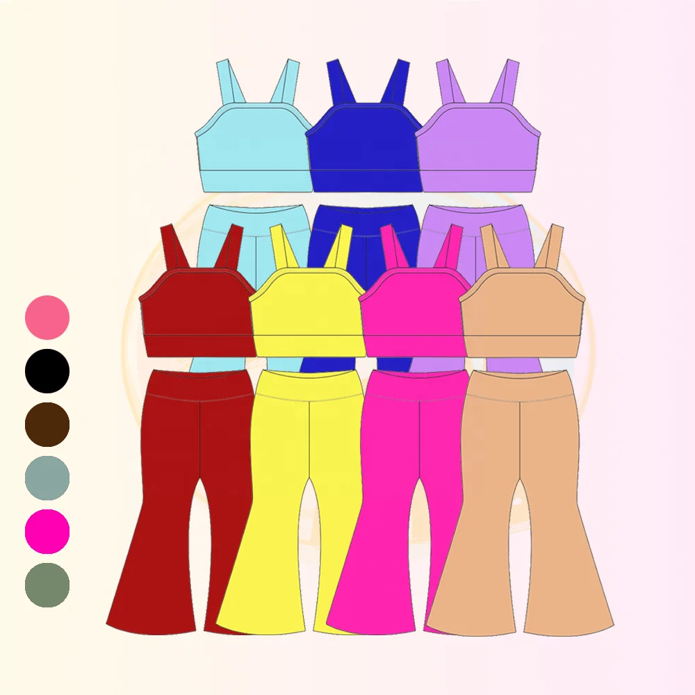 KERUI Новая модная детская спортивная одежда без рукавов, топ для йоги и расклешенные брюки, комплект высококачественной нейлоновой детской спортивной одежды