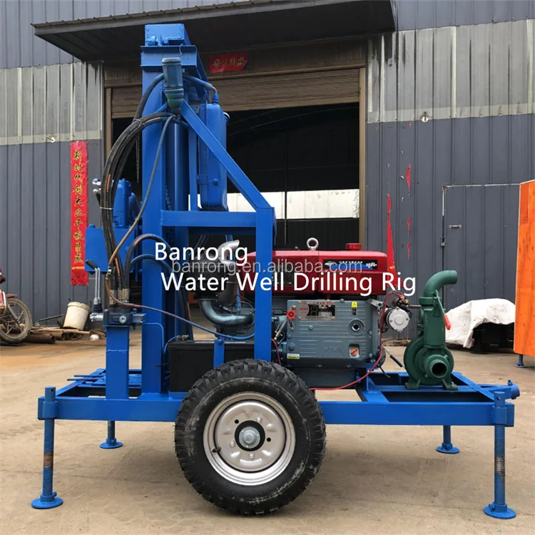 banrong 22HP Diesel Engine 120m Wheel Drilling Rig mine drilling rig water drilling rig for well