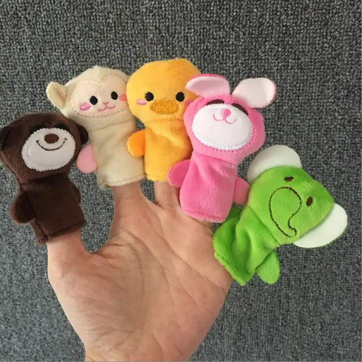 Wholesale  Animal Family Doll House Set Finger Puppet Promotional Gift and Craft Plush Soft Hand Toys Custom Logo and Color