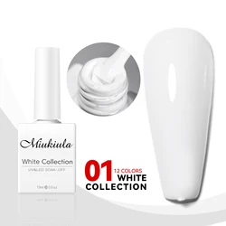 MIUKIULA Nail salon 12 colors nail gel polish set milky white collection EM private label custom bottle new design