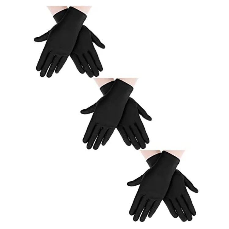 Women Lady Short Wrist Black Stretchy Silky Elegant Opera Banquet Wedding Tea Party Dance 1920s Bridal Satin Gloves