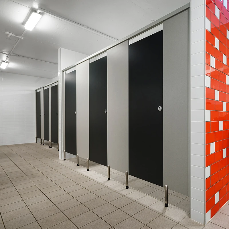 Light blue waterproof compact laminate shower toilet cubicle partition panel