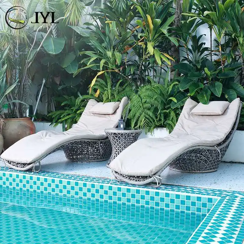 Шезлонг для отеля, Пляжная уличная мебель, шезлонг из ротанга общего назначения