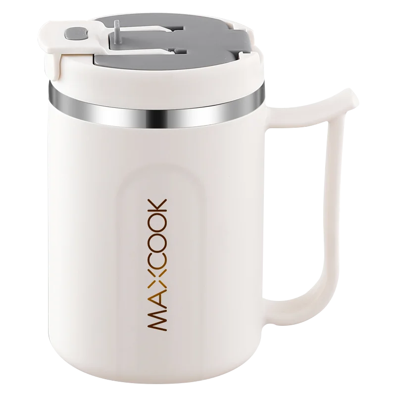 Christmas Gifts Hot Sale Valentine 304 Stainless Steel 500ml White Coffee Cup With Spoon Gift Sweet Travel Portable Coffee Mug