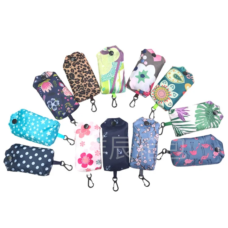 wholesale shopping bag in stock 190T Polyester Portable handbag Foldable advertising gifts gift bag