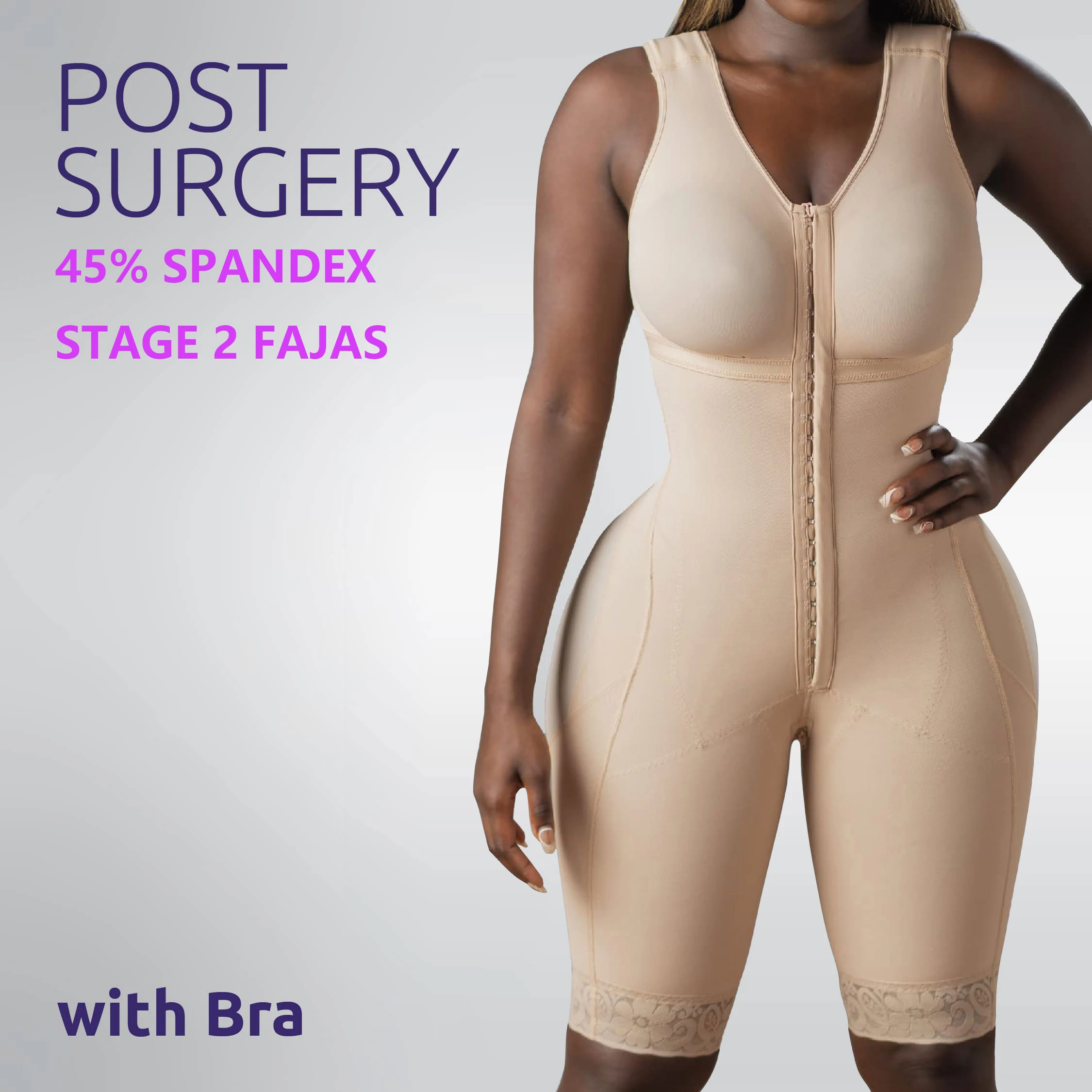 Liposuction Lipo Surgical Compression Garments Shapewear Women Stage 1 Fajas Colombianas Post Surgery With Zipper Open Crotch