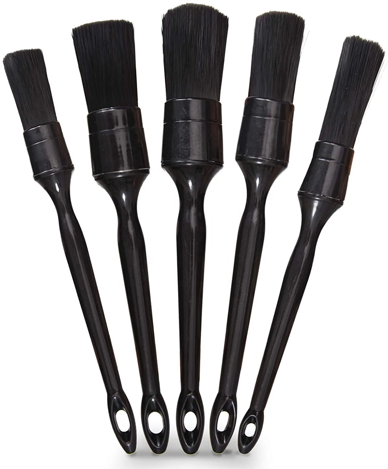 CIC High quality 5pcs set black red detailing brush cleaning auto tools with plastic handle