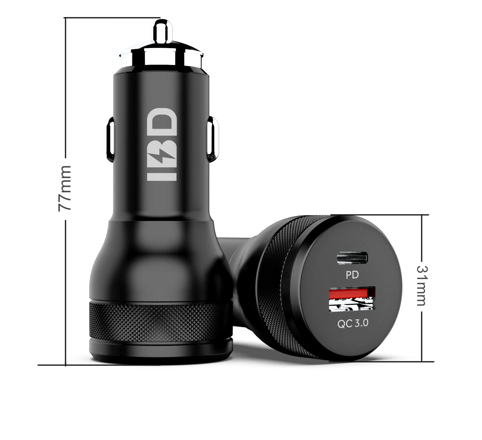 IBD высокой мощности PD Type-C 45 Вт USB Автомобильное зарядное устройство Черный pps мини с двумя выходами для автомобиля мобильных