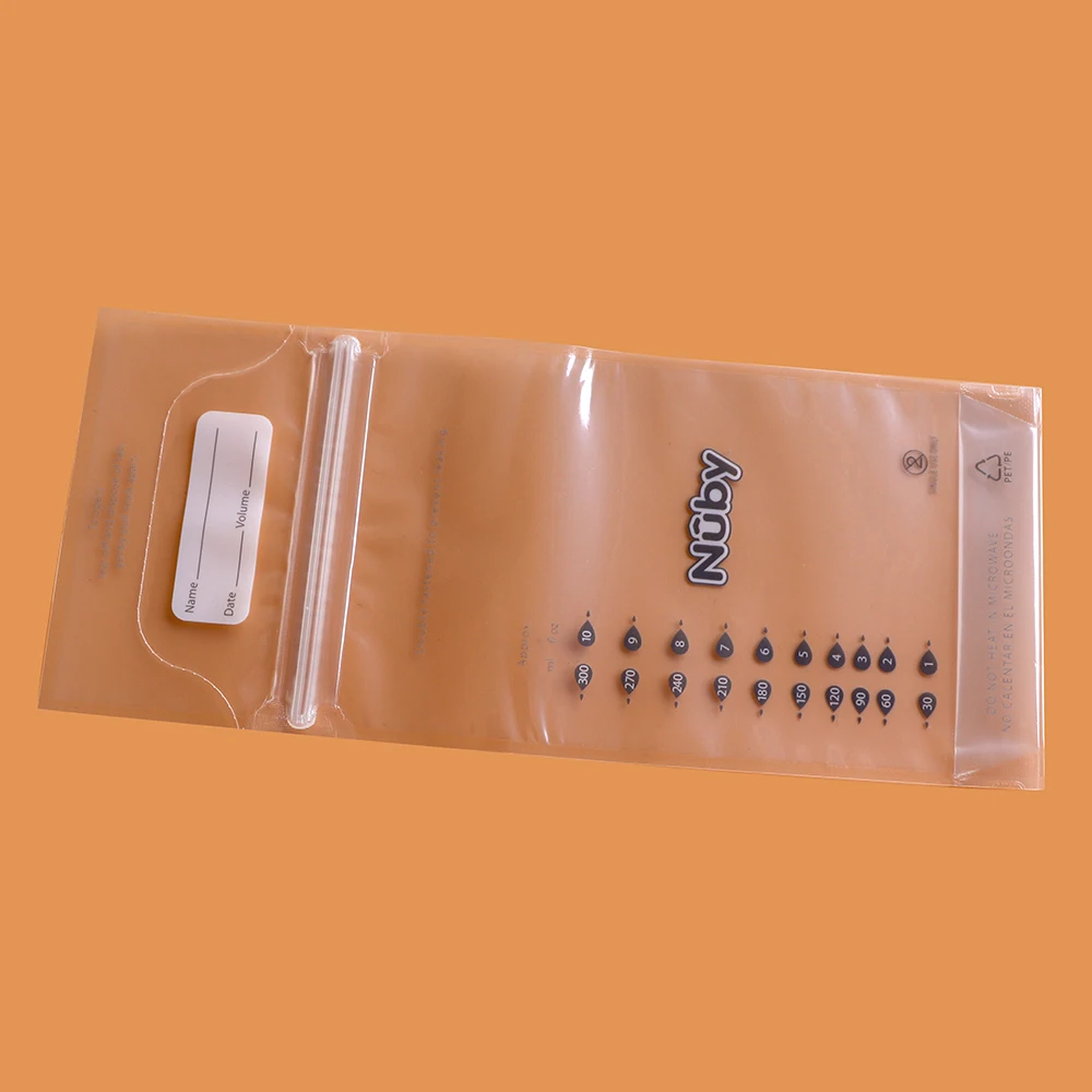  Custom double ziplock pre-sterilized 200ml breast milk storage bags 50 pcs breastfeeding