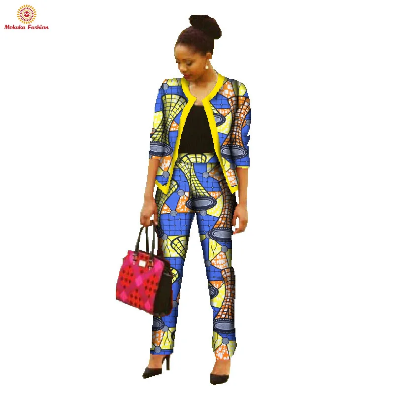 Hot selling women dishikii african printed pants suits dashiki top slim fit pant in africa fabric with price