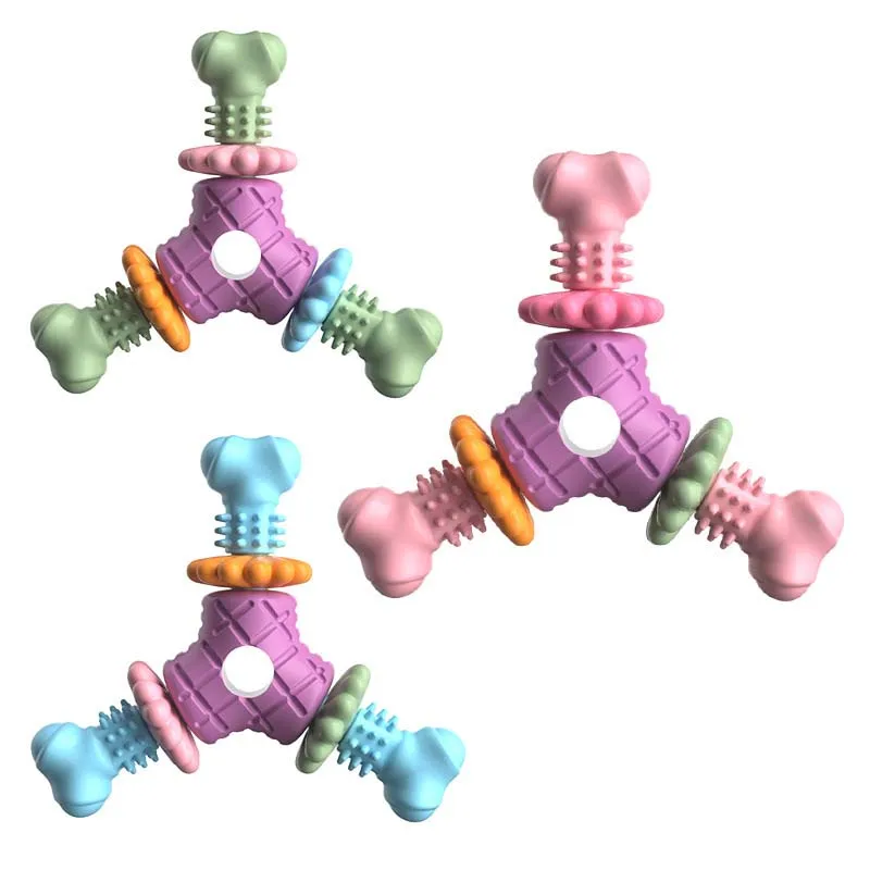 Pet Supplies Accessories Luxury Colorful TPR Rubber, Bone Shaped Puppy Indestructible Tooth Cleaning Dog Chew toys/