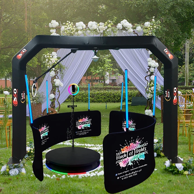 Automatic Rotating 3D Overhead 360 Photo Booth Top Automatic Spinner Photo Booth Selfie Video Machine Camera with Led Fill Light