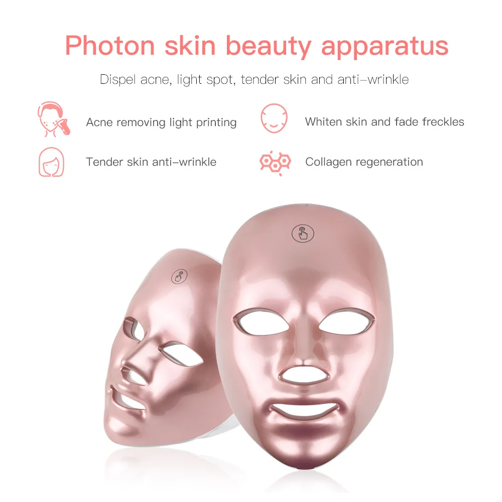 7 Color Smart Touch Led Face Mask Rechargeable Pdt Machine Wrinkle Remover Light Therapy Skin Beauty Led Facial Masks