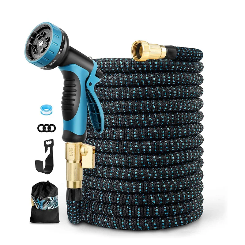 OEM custom 25 50 75 100 ft long length retractable garden water hose garden hose expandable with 9 Function Spray Gun
