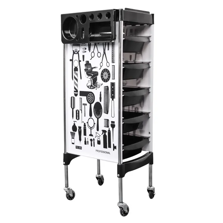
X11-6 Beauty sliver hair hairdressing lock white tray salon stations trolley cart with drawer 