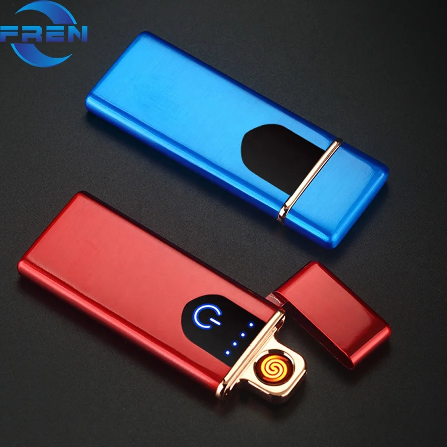 Электрическая зажигалка USB перезаряжаемая без огненная Ветрозащитный тонкий дизайн чрезвычайно легкий мужской кошелек Супер тихий генератор кабель для зарядки