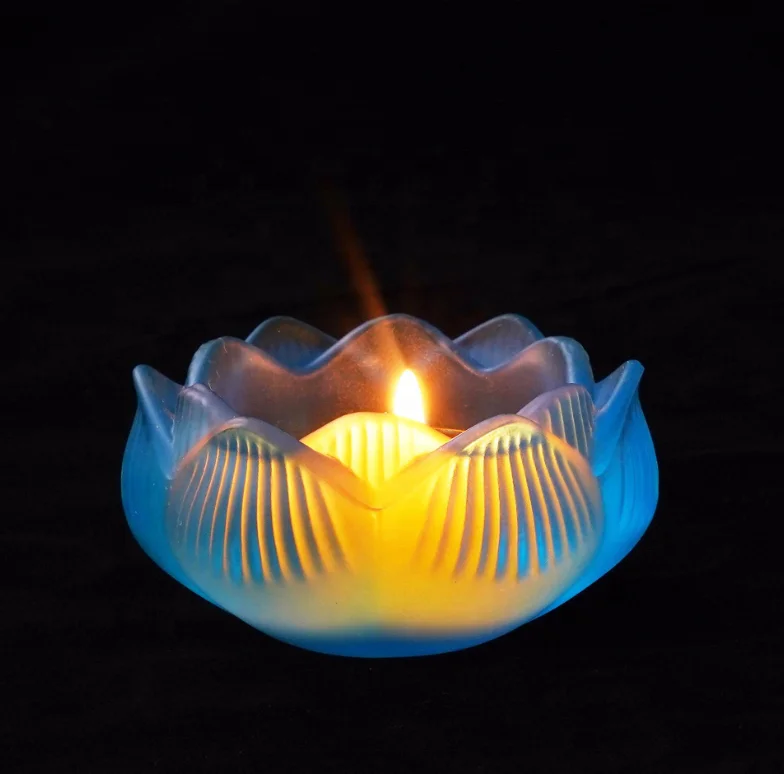 Buddha Tealight Candle Holder 7 Colours Oil Lamp Lotus Holder Sacrificial lamp Worship Light Prayer Lamp