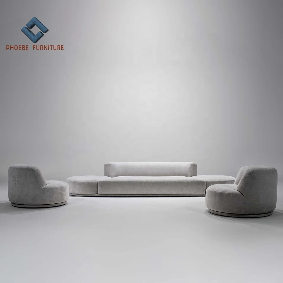 Foshan professional high end modern fabric bordone sectional sofa with swivel armchairs furniture manufacturer