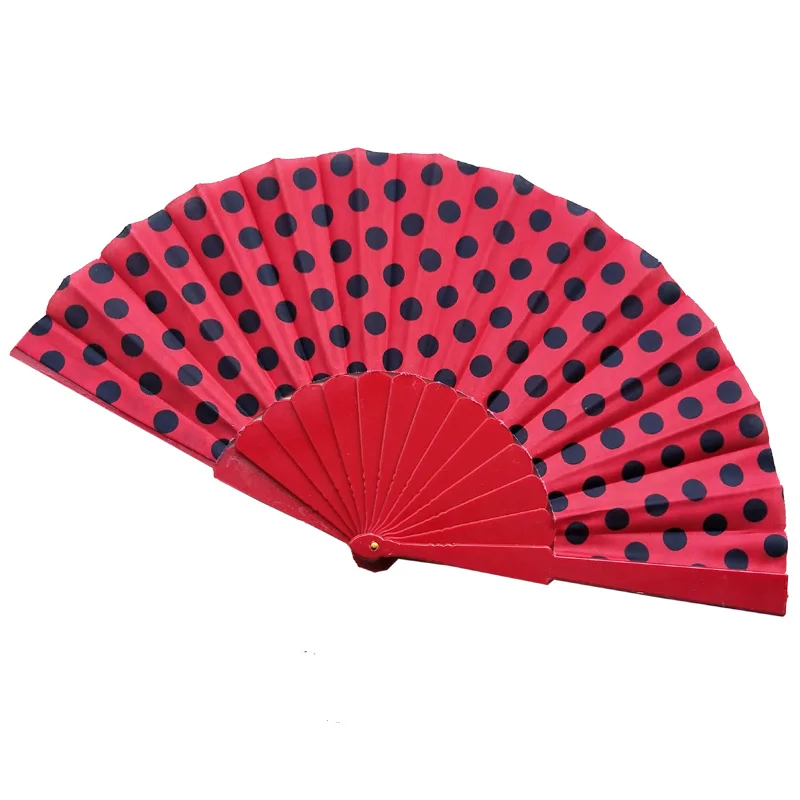 Promotion Flamenco Style Dots Designs Fabric Hand Fan