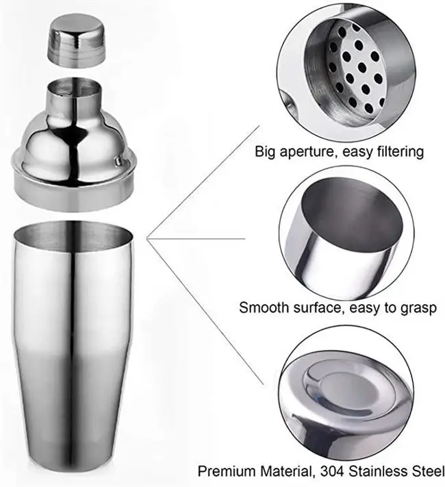 Bar Tools Accessories Bartender Kit With Stand Wine Shaker Mudler Jigger & Strainer Barware Set of 4 Made Food Safe