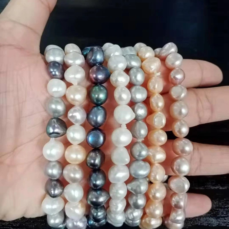 
New Fashion white pink black grey multi color AA real natural freshwater baroque pearl bracelet for sale 