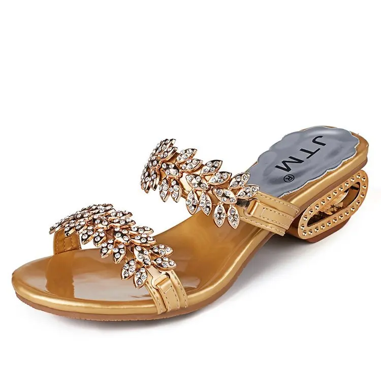 Ladi sandal 2023 Summer new genuine leather rhinestone high heels sandals metal fish mouth beef tendon bottom lade shoe