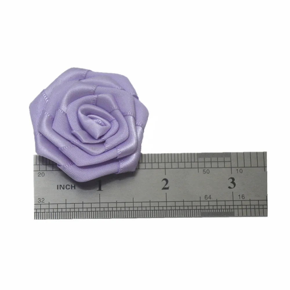 4.5cm Rose Flower Mini Satin Ribbon Baby Satin Rolled Ribbon Rose Flowers Fabric Rosettes Flower hair accessories CH401