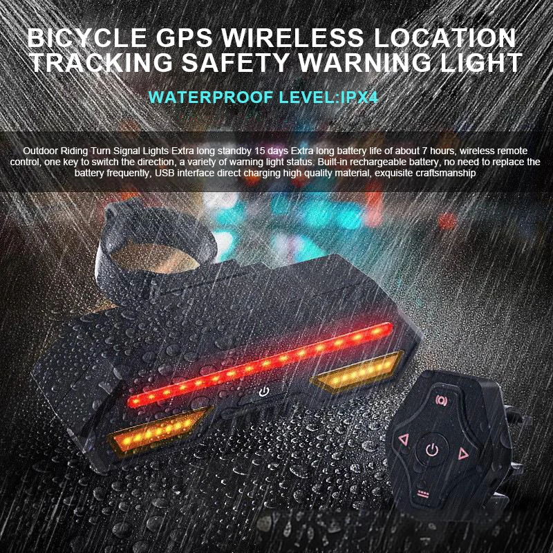 Beidou Satellite LBS WIFI GPS Locator Bike Motorcycle Turn signal Light Waterproof Intelligent Warning Light Anti-theft tracker
