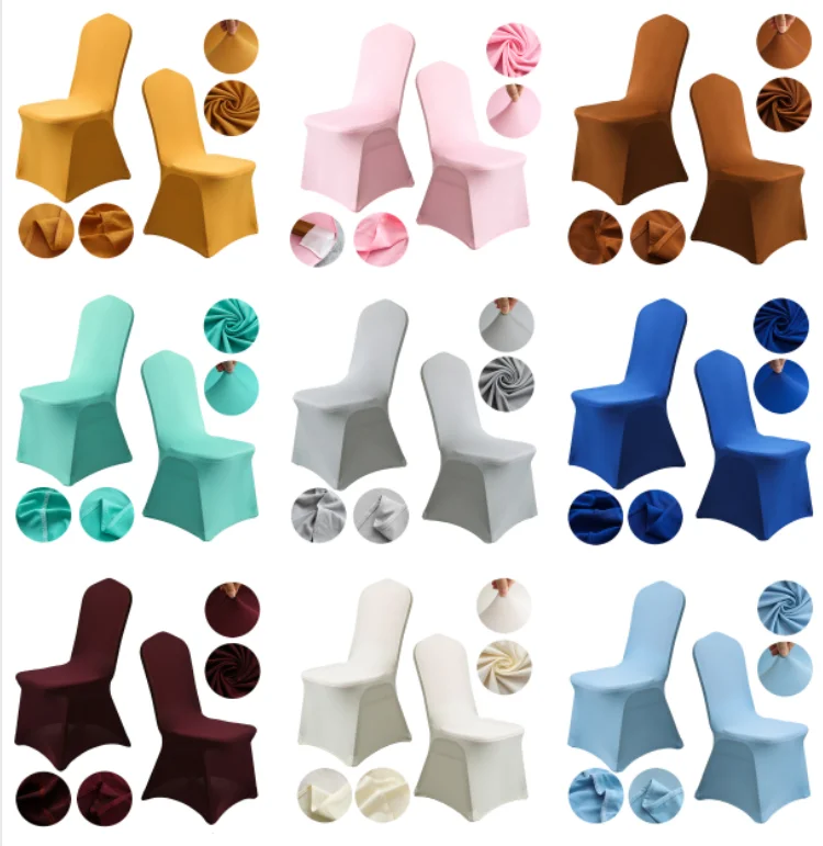 Black Stretch Polyester Wedding Banquet Party Black Chair Slipcovers Protector Chair Cover