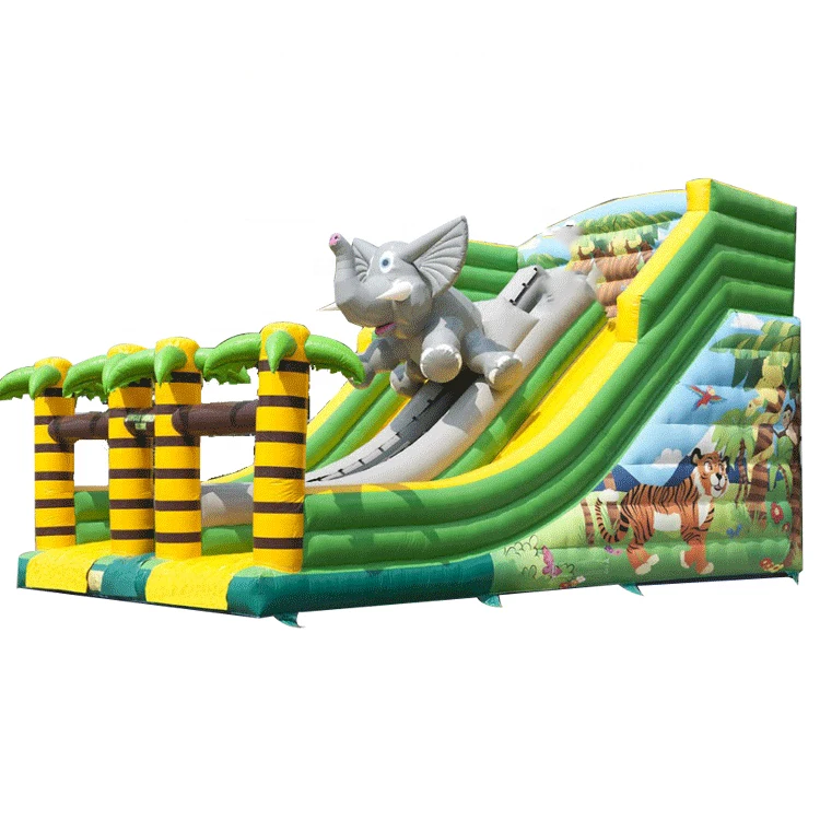 Popular playground jumping air inflatable slides cartoon inflatable bouncer with slide for adult kids