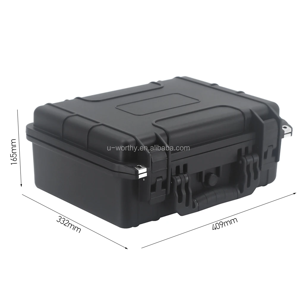 409x332x165mm Heavy Duty Cheap Price Custom 19 Inch Hard PP Plastic Waterproof Storage Carry Case Container with Padding Foam