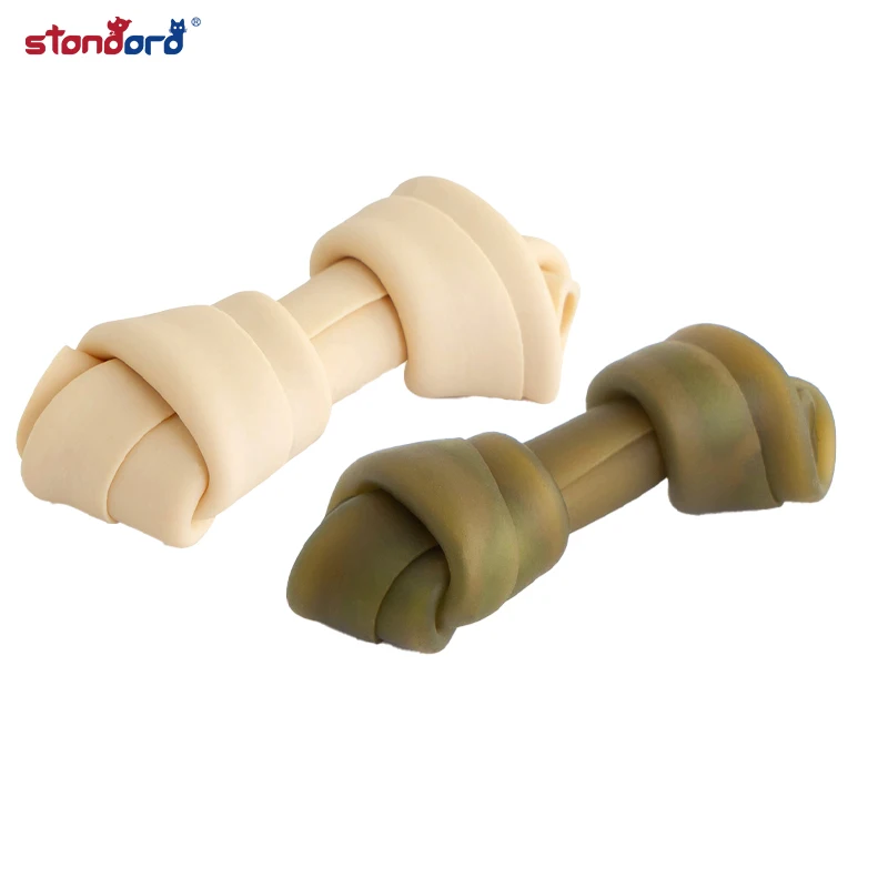 Eco -Friendly Supplies Dental Chews Pet Snacks Nutritious Wrap Color Knotted Food Knotted Rawhide Bone Dog Treats