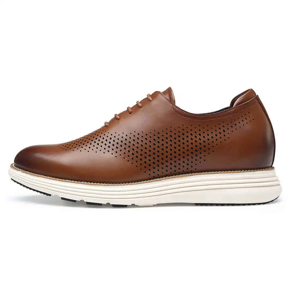 Casual Tall Men Shoes High Heel Shoes For Men Brown Leather Oxford Shoes That Get Taller 7CM / 2.76 Inches Taller