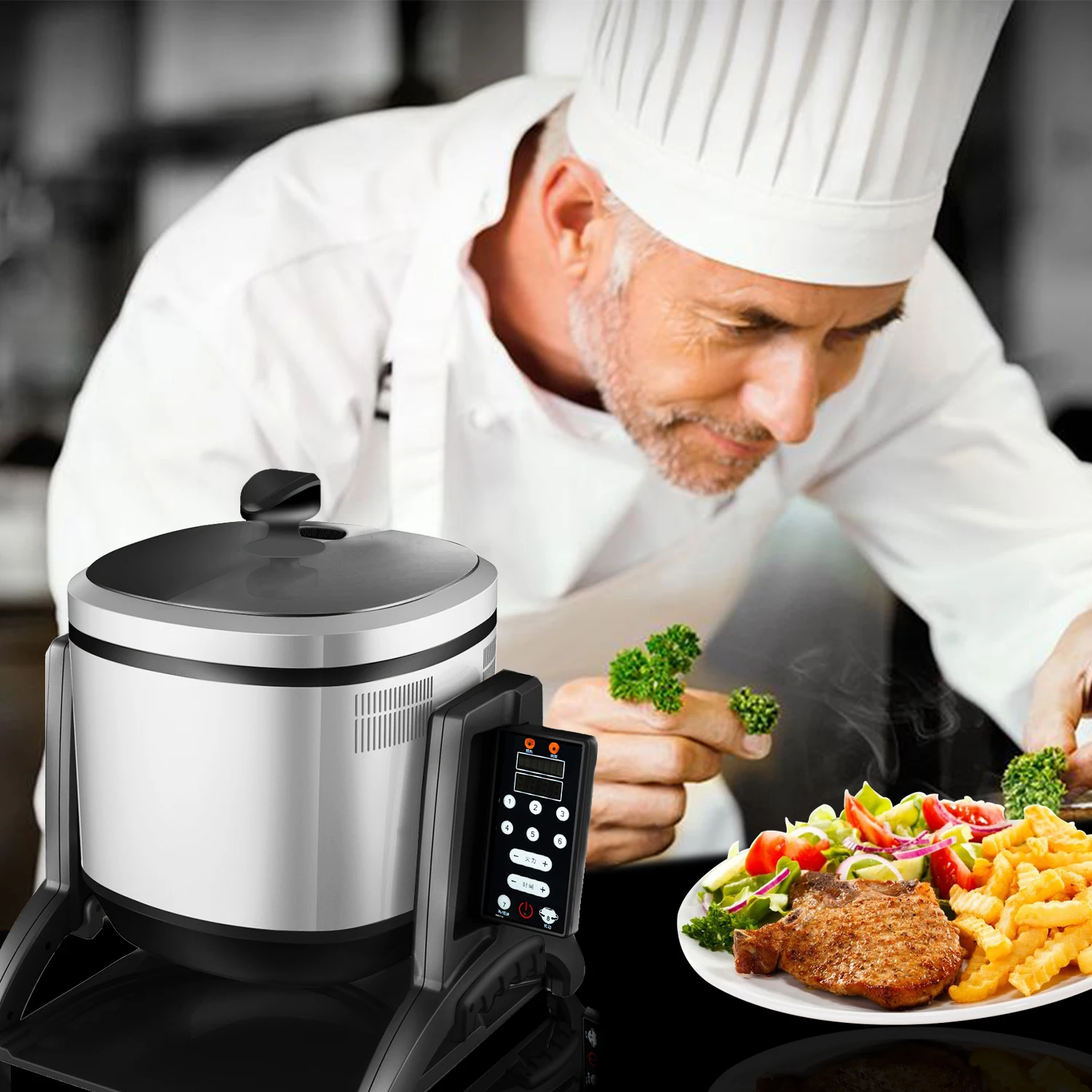 Custom 3200w Non-Stick Intelligent Food Cooker Electric Convenient Knob Switch Robot Fried Rice Fast Food Machine