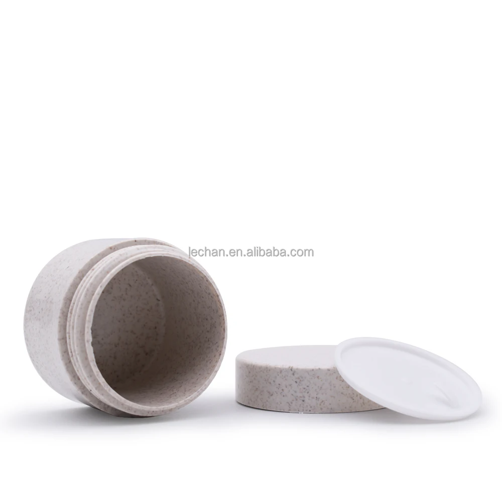 Naturally degradable cream box plastic PP jar wheat straw jar with screw port design