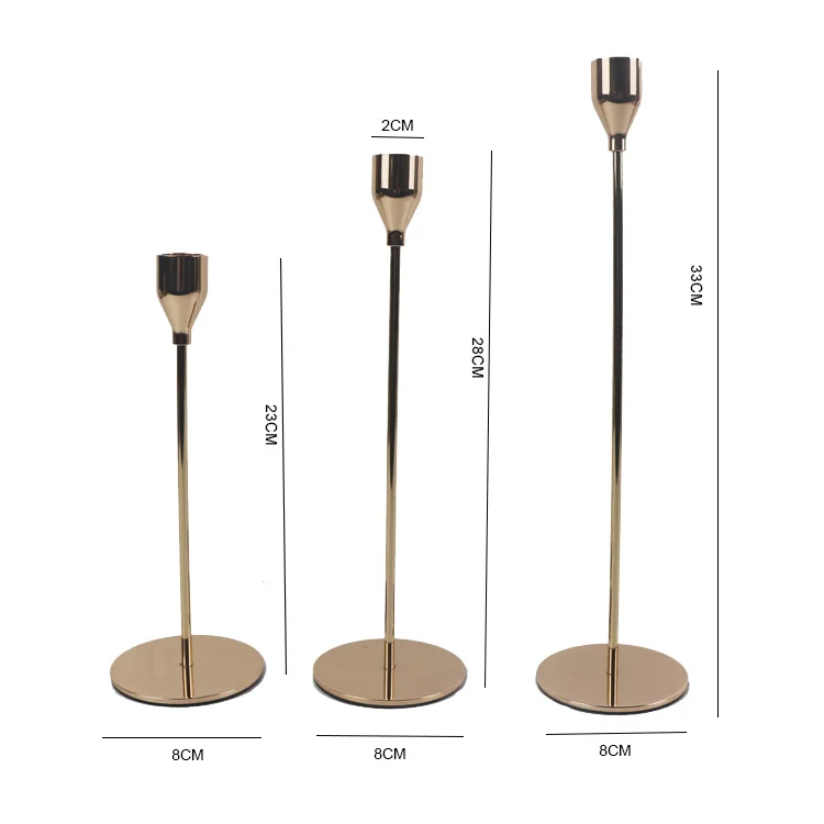 foryoudecor popular custom color set of 6 golden stick candle holder wedding decoration candle holder