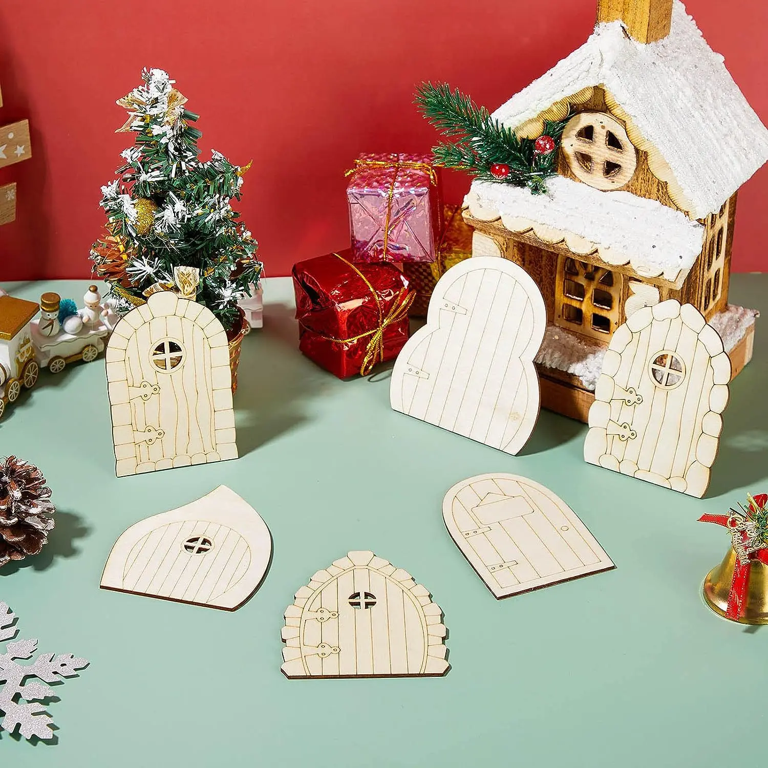 Fairy Door Wooden Garden Doors Craft Fairy House DIY Kit Unfinished Miniature Door for Home Party Decoration