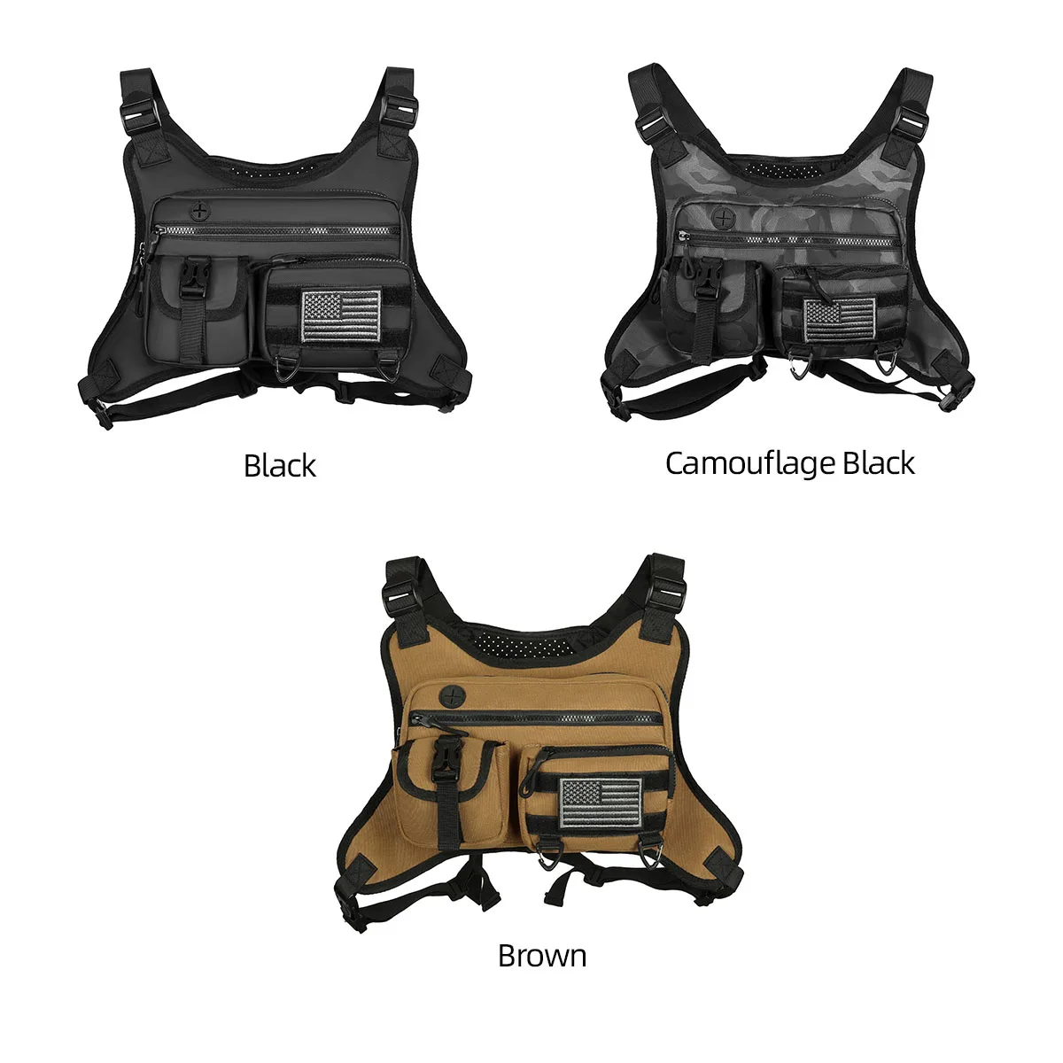 KBW999 Factory New Tide Tactical Bag Reflective Strip Functional Vest Waist Bag Casual Personalized Men Vests Chest Bag Workwear